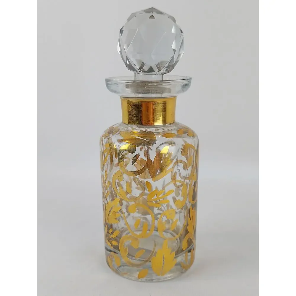 Barreveld International Glass Gold Handpainted Glass Topper Decorative Bottle